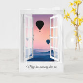 マウンテンミストの熱気球悔やみや弔慰 カード (黄色い花)