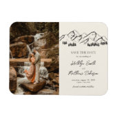 マウンテンミニマリスト屋外ウェディング日付を保存 マグネット (横)