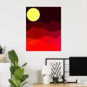 マウンテンムーンランドスケープモダンミニマリストアート ポスター (ホームオフィス)