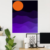 マウンテンムーンランドスケープ ポスター (ホームオフィス)