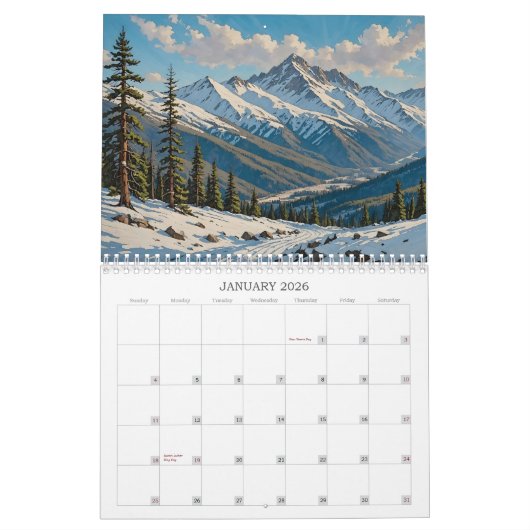 マウンテンメジャー鮮やかアメリカンウエストランドスケープ カレンダー (1月 2026)