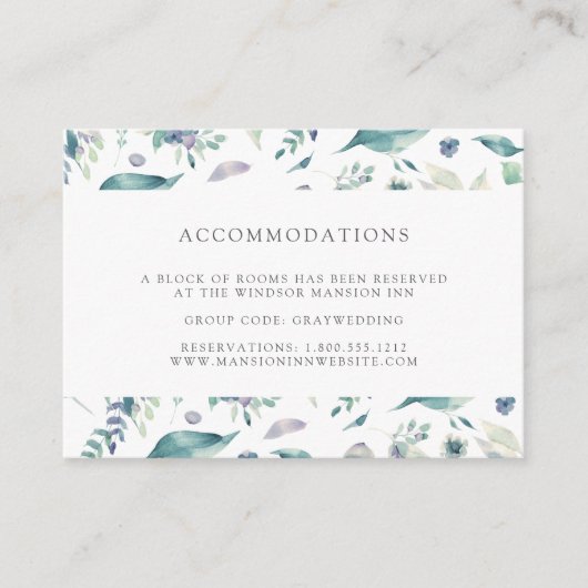 マウンテンメドウ |の結婚ホテル宿泊施設 エンクロージャーカード (正面)