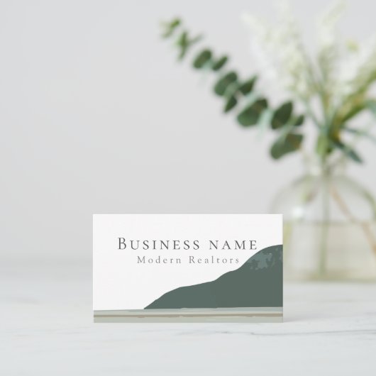 マウンテンモダン不動産仲介業者手作りグラフィックビジネス  名刺 (スタンド正面)