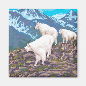 マウンテンヤギのシーン – 西イエローストーンMT マグネット (正面)