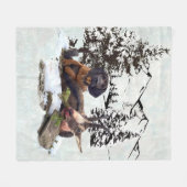 マウンテンヤギ狩り冒険 フリースブランケット (正面(横))