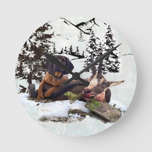 マウンテンヤギ狩り冒険 ラウンド壁時計 (正面)
