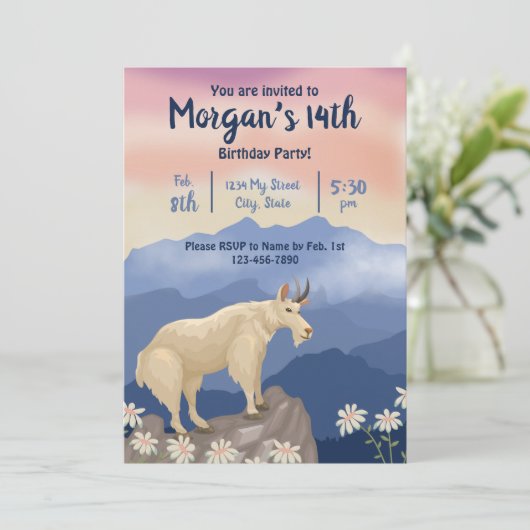 マウンテンヤギ誕生日招待状 招待状 (スタンド正面)