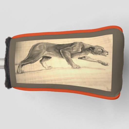 マウンテンライオンクーガーオリジナル油アイリーン© ゴルフヘッドカバー (正面)