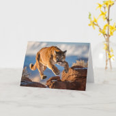 マウンテンライオングリーティングカード カード (黄色い花)