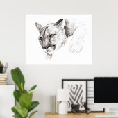 マウンテンライオンスケッチポスター ポスター (ホームオフィス)