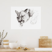 マウンテンライオンスケッチポスター ポスター (キッチン)