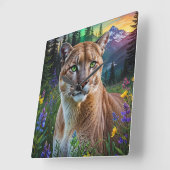 マウンテンライオンフローラ スクエア壁時計 (傾斜)