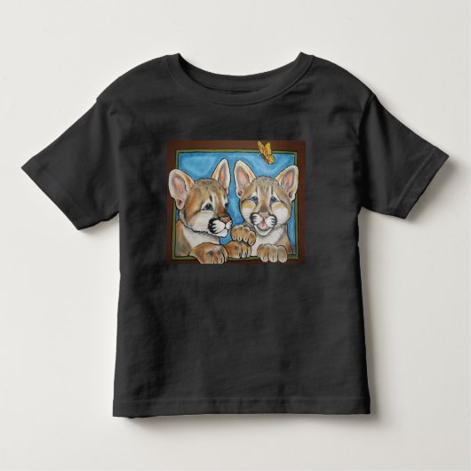 マウンテンライオンプーマキャットカブズアートTシャツかわいい トドラーTシャツ (正面)