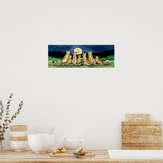 マウンテンライオンPuma Cat Cubsアートポスターかわいい海軍 ポスター (キッチン)