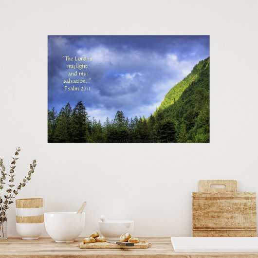 マウンテンライトHDRプリントと聖なる書物、 経典詩 ポスター (キッチン)