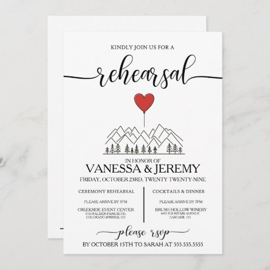 マウンテンラブリハーサルディナー招待状 招待状 (正面/裏面)