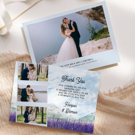 マウンテンラベンダー4枚の写真の結婚式 サンキューカード