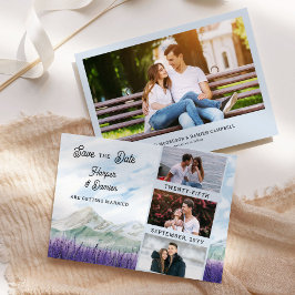 マウンテンラベンダー4枚の写真の結婚式 セーブザデート