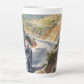 マウンテンランドスケープの鮮やかハイスピードアドベンチャー カフェラテマグ (正面)