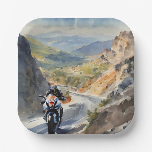 マウンテンランドスケープの鮮やかハイスピードアドベンチャー ペーパープレート (正面)