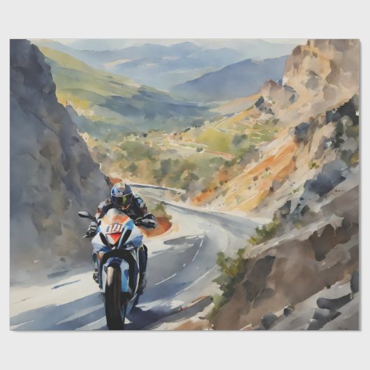 マウンテンランドスケープの鮮やかハイスピードアドベンチャー ラッピングペーパー (フラット)