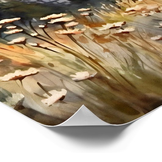 マウンテンランドスケープウォーター絵画カラーズアートプリント ポスター (角)