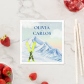 マウンテンランドスケープスキー結婚リゾート スタンダードカクテルナプキン (インサイチュ)