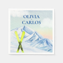 マウンテンランドスケープスキー結婚リゾート スタンダードカクテルナプキン