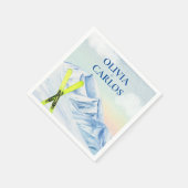 マウンテンランドスケープスキー結婚リゾート スタンダードカクテルナプキン (角)