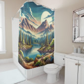 マウンテンランドスケープセレニティシャワーカーテン シャワーカーテン (インサイチュ)