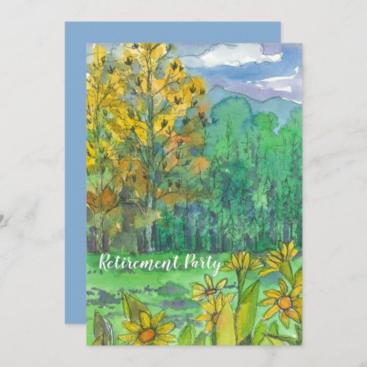 マウンテンランドスケープリタイオメントパーティの招待状 招待状 (正面/裏面)