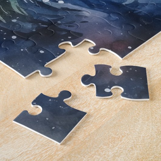 マウンテンランドスケープ冬の雪のホームズクリスマス ジグソーパズル (側面)