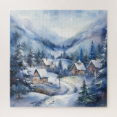 マウンテンランドスケープ冬の雪のホームズクリスマス ジグソーパズル (縦)