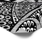 マウンテンランドスケープ白黒抽象芸術ドードルアート ポスター (角)