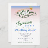マウンテンランドスケープ素朴グリーンリハーサルディナー 招待状 (正面/裏面)