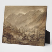 マウンテンランドスケープ， Macugnaga, 1845 （ペン&ブラウンi） フォトプラーク (側面)