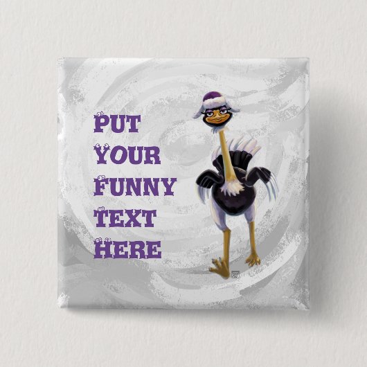 マウンテンランニングズオストリッチ 缶バッジ (正面)