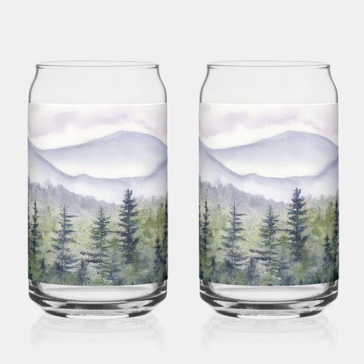 マウンテンリトリートウォーターカラー飲み物用品セット ガラス缶 (裏面)