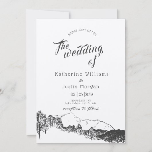 マウンテンリトリート素朴結婚式招待状 (正面)