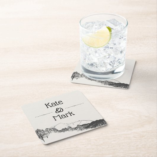 マウンテンリトリート⎥ス結婚スクエア紙コースター スクエアペーパーコースター (インサイチュ)