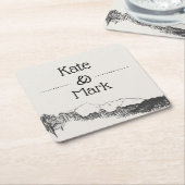 マウンテンリトリート⎥ス結婚スクエア紙コースター スクエアペーパーコースター (アングル)