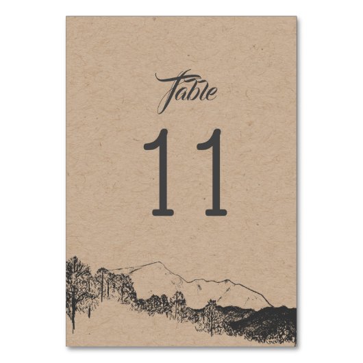 マウンテンリトリート⎢ス結婚テーブルカード テーブルナンバー (正面)