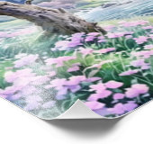 マウンテンリバーに咲くピンクの花 フォトプリント (角)