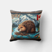 マウンテンリバーの巣を作るカナディアン・ビーバー クッション (裏面)