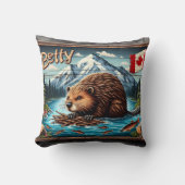 マウンテンリバーの巣を作るカナディアン・ビーバー クッション (正面)