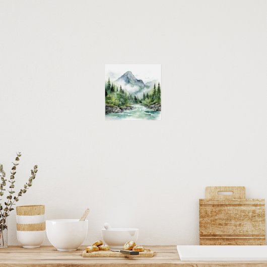マウンテンリバーアラスカウォーター絵を描カラー ポスター (キッチン)