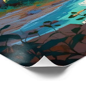 マウンテンリバーエスケープ – 静かな森の風景 ポスター (コーナー)