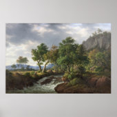 マウンテンリバーランドスケープ自然ヴィンテージファインアート ポスター (正面)