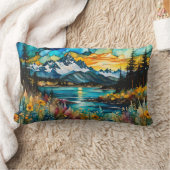 マウンテンリバーワイルドフラワーランドスケープ ランバークッション (ブランケット)