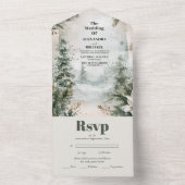 マウンテンリバー秋ウィンターランドスケープ結婚ズ オールインワン招待状 (内側)
